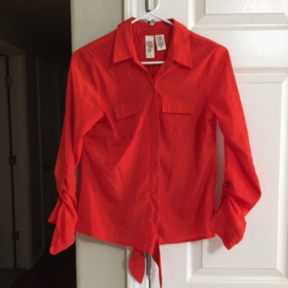 Women's L8ter Sheer Blouse--Bright Red--Size Small